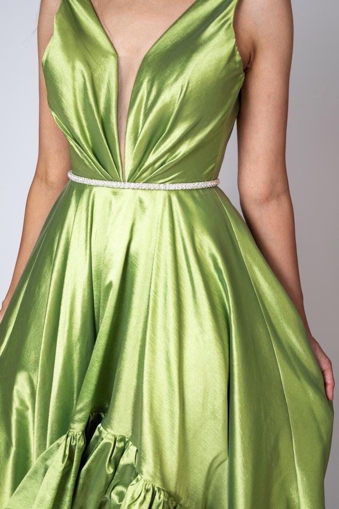 RUFFLE TRIM PROM DRESS - FARACHI