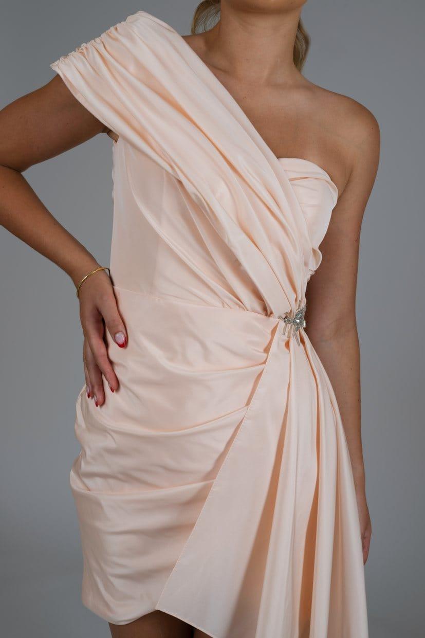 DRAPE DETAIL PINK MINI DRESS - FARACHI