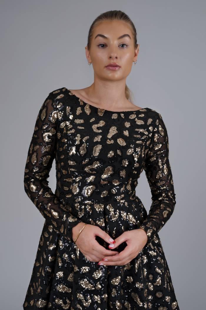 LEOPARD SEQUIN MINI DRESS - FARACHI