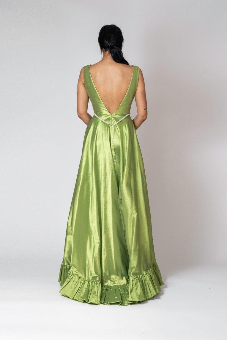 RUFFLE TRIM PROM DRESS - FARACHI