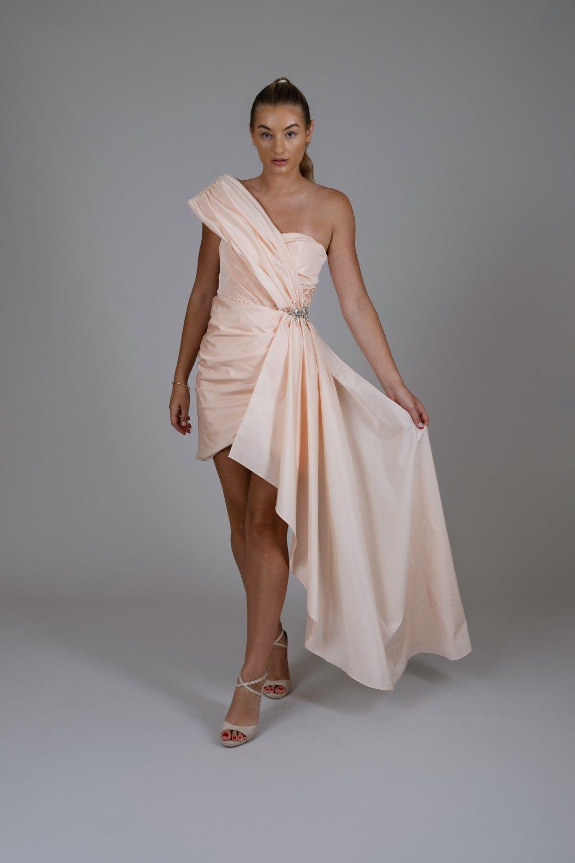 DRAPE DETAIL PINK MINI DRESS - FARACHI