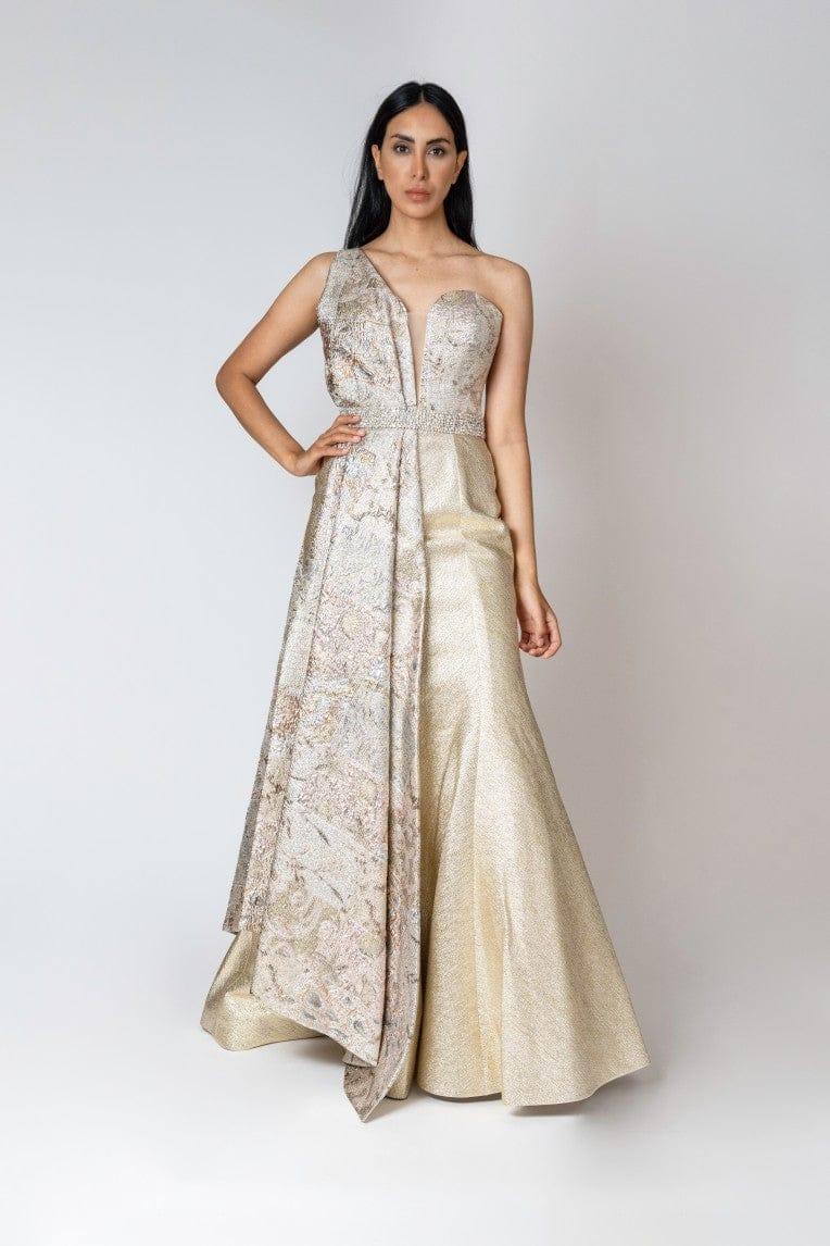 GOLD BEADED BELT MAXI DRESS - FARACHI