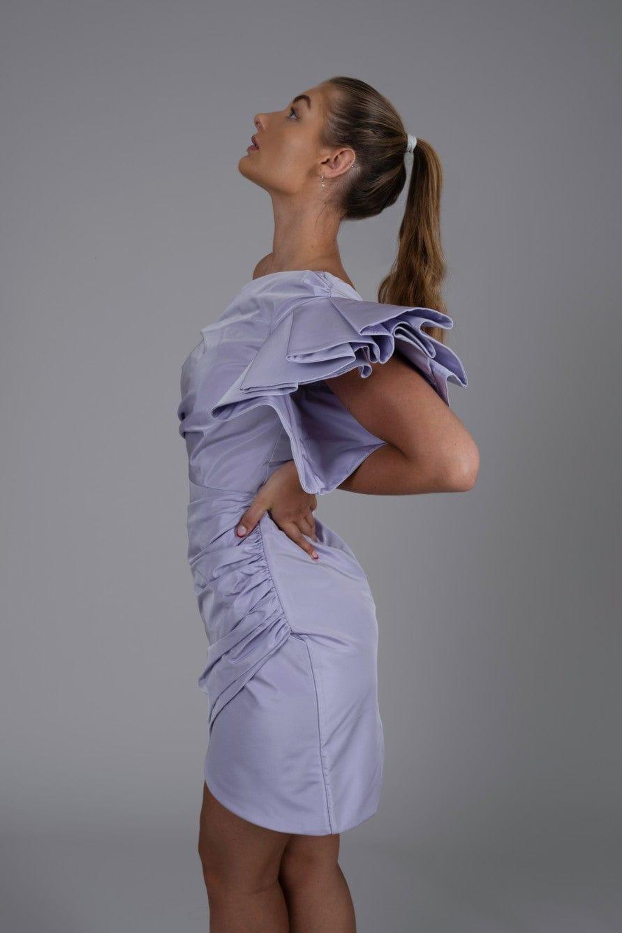 RUFFLE SLEEVE MINI DRESS - FARACHI