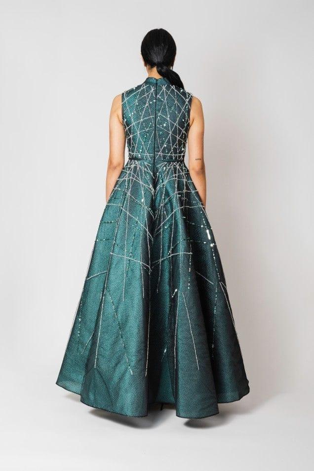 HIGH NECKLINE BEADED DRESS - FARACHI